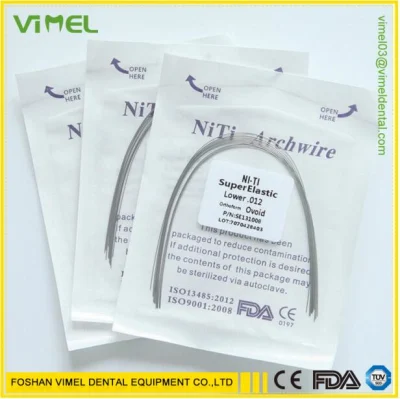 Filo ortodontico dentale super elastico Forma ovoidale Fili ad arco Niti rotondi